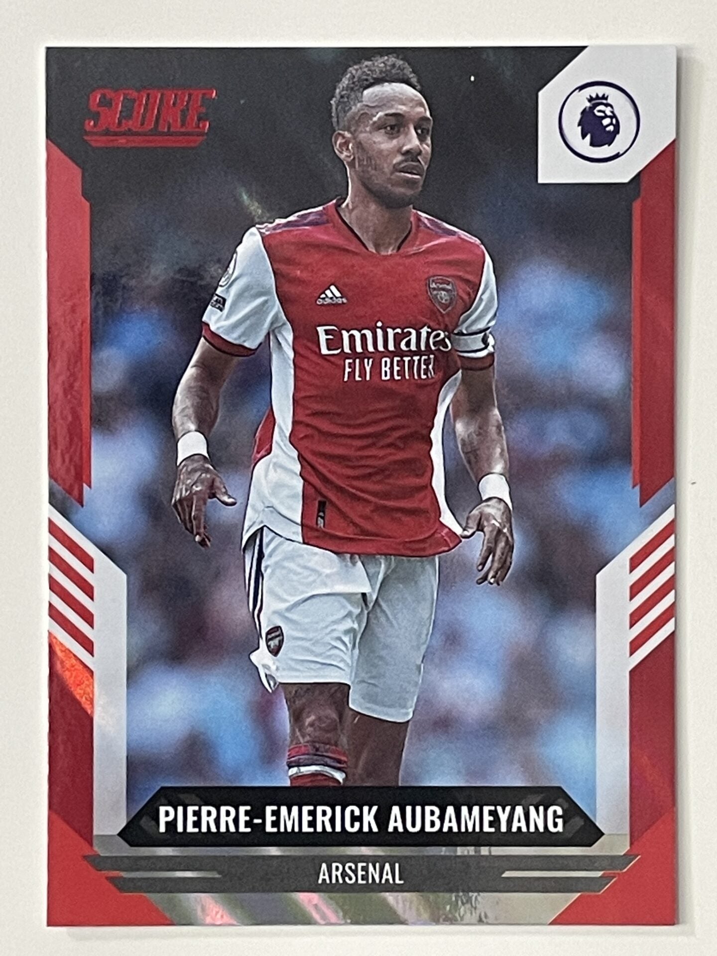 Pierre-Emerick Aubameyang Arsenal Base Red Lava Parallel Panini Premier League Score 2021 2022