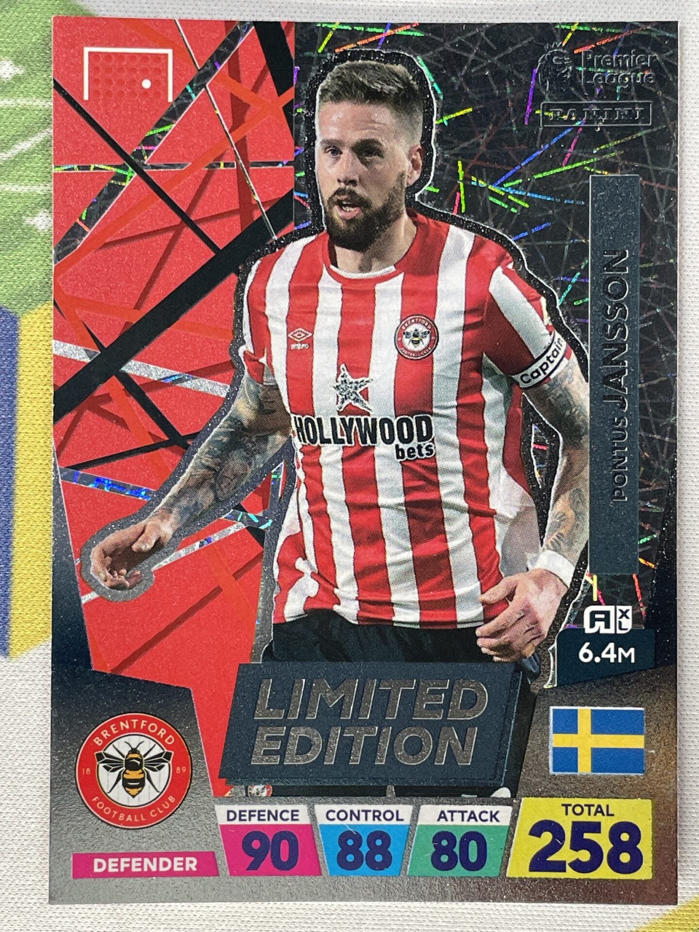 limited edition football cards 2023 Pontus Jansson Brentford Limited Edition Panini Premier League Adrenal – Solve Collectibles