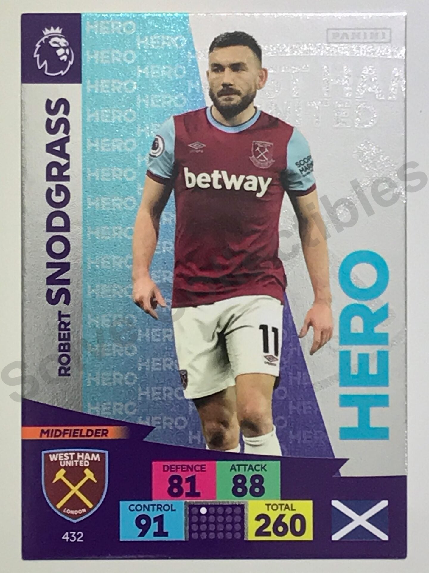 Robert Snodgrass (West Ham) – Hero Football Card – Premier League Adrenalyn XL 2020:21