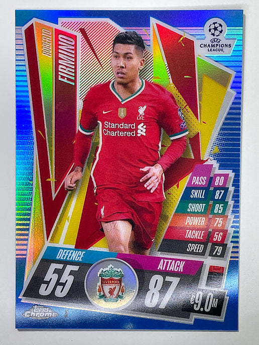Roberto Firmino Blue Parallel 40:150 Topps Chrome Match Attax card Football