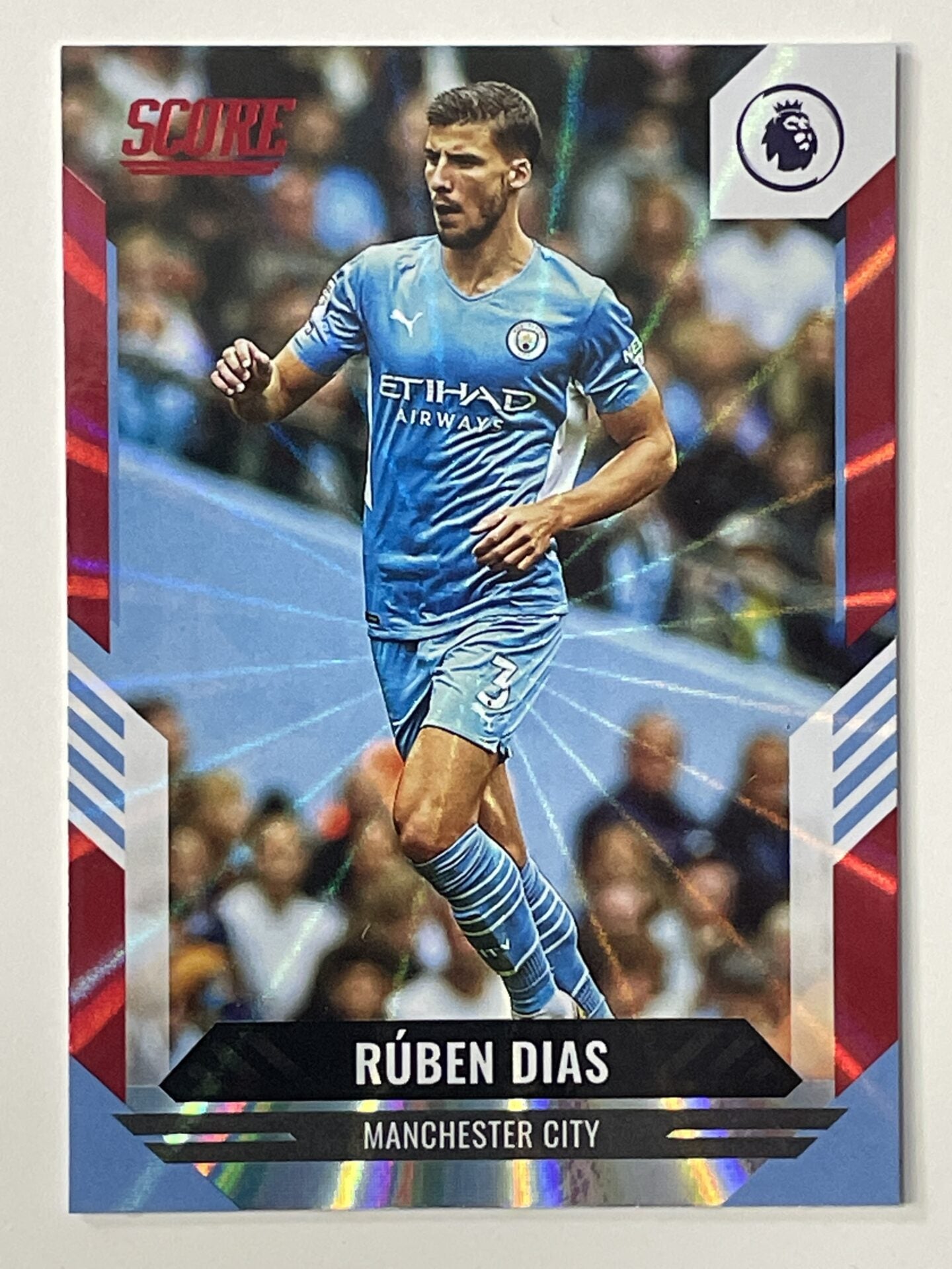 Ruben Dias Manchester City Base Red Laser Parallel Panini Premier League Score 2021 2022