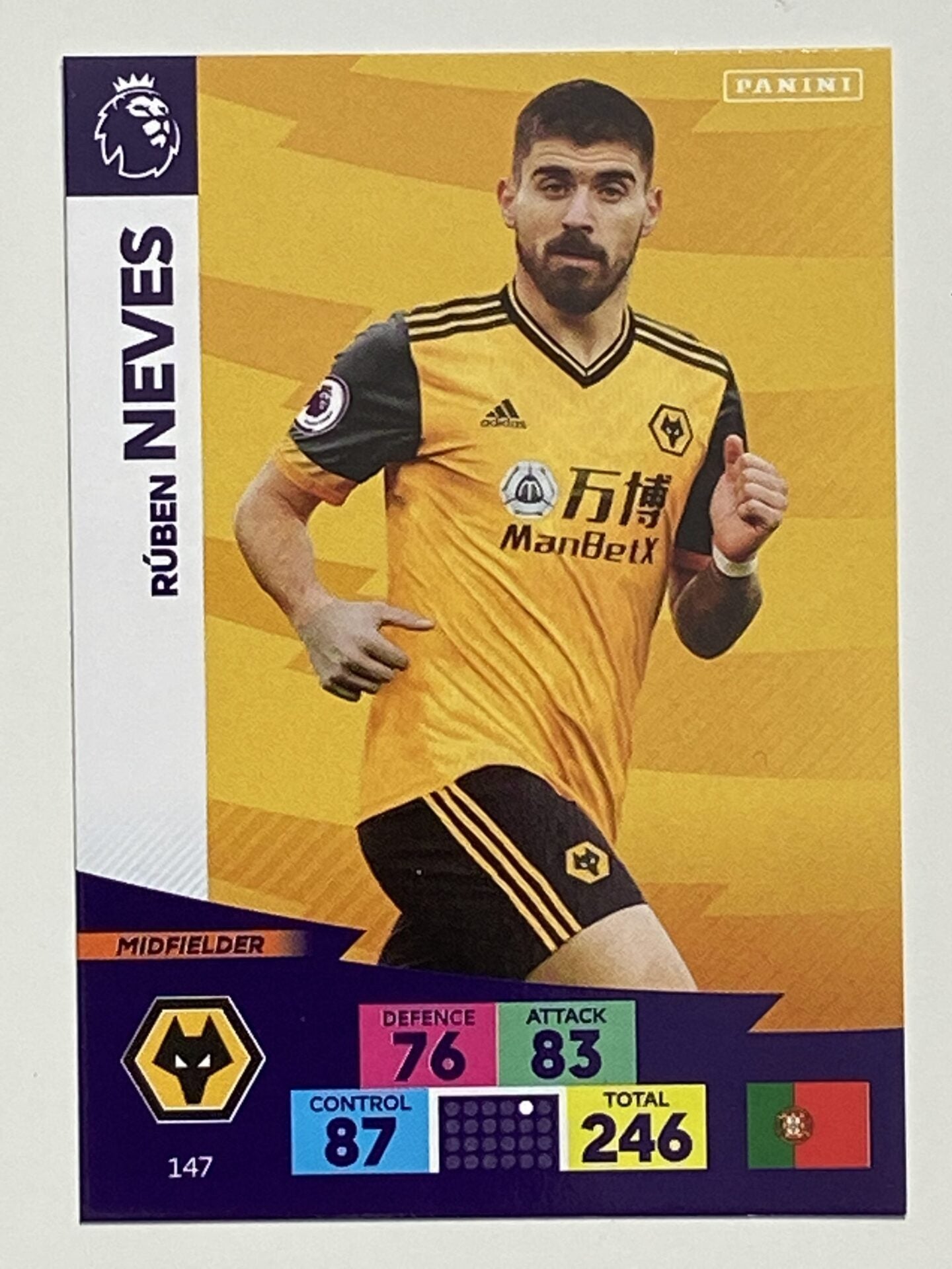 Ruben Neves (Wolves) Football Card – Premier League Adrenalyn XL 2020:21