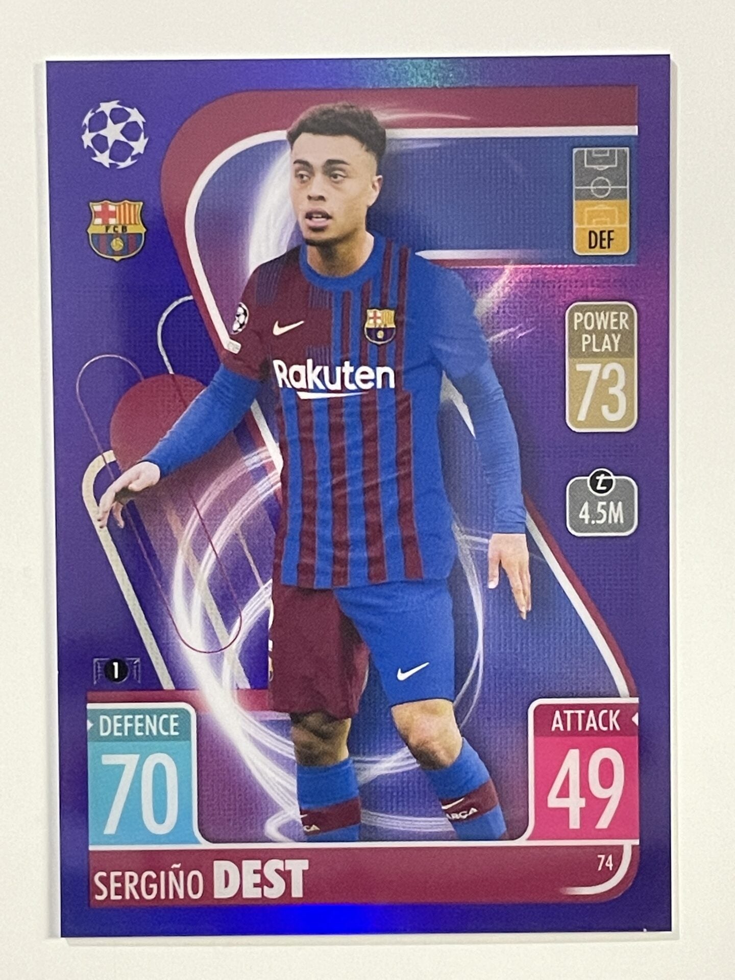 Sergino Dest Purple Parallel Topps Match Attax Chrome 2021 2022