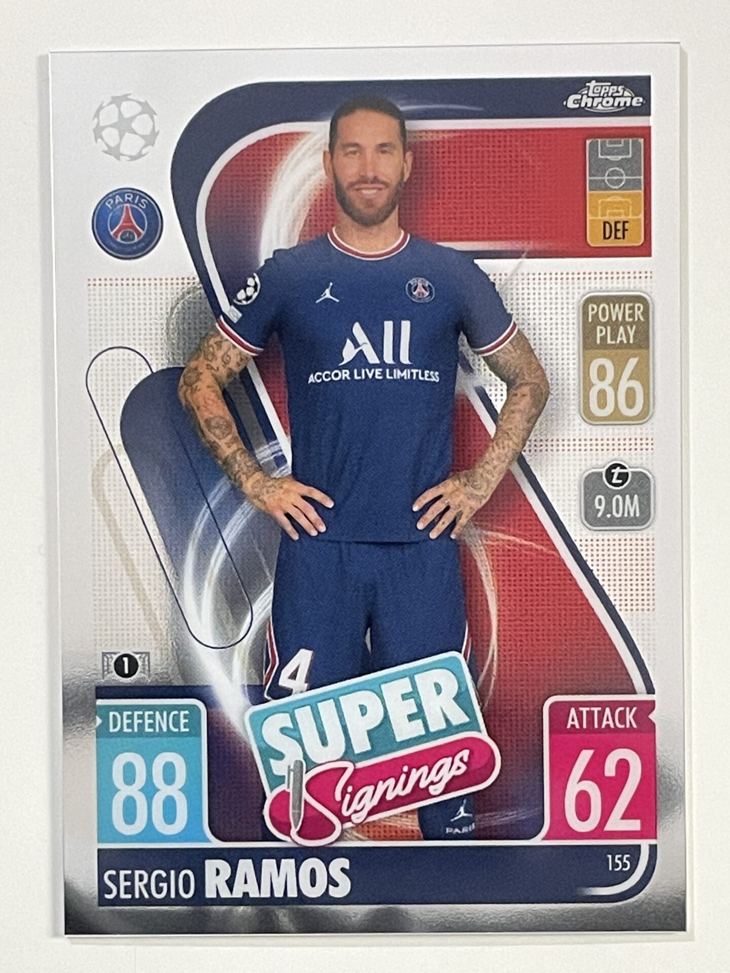 Sergio Ramos Super Signings PSG Topps Match Attax Chrome 2021 2022 Football Card