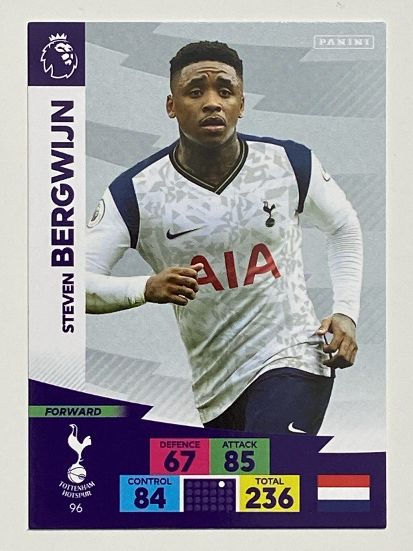 Steven Bergwijn (Tottenham) Football Card – Premier League Adrenalyn XL 2020:21