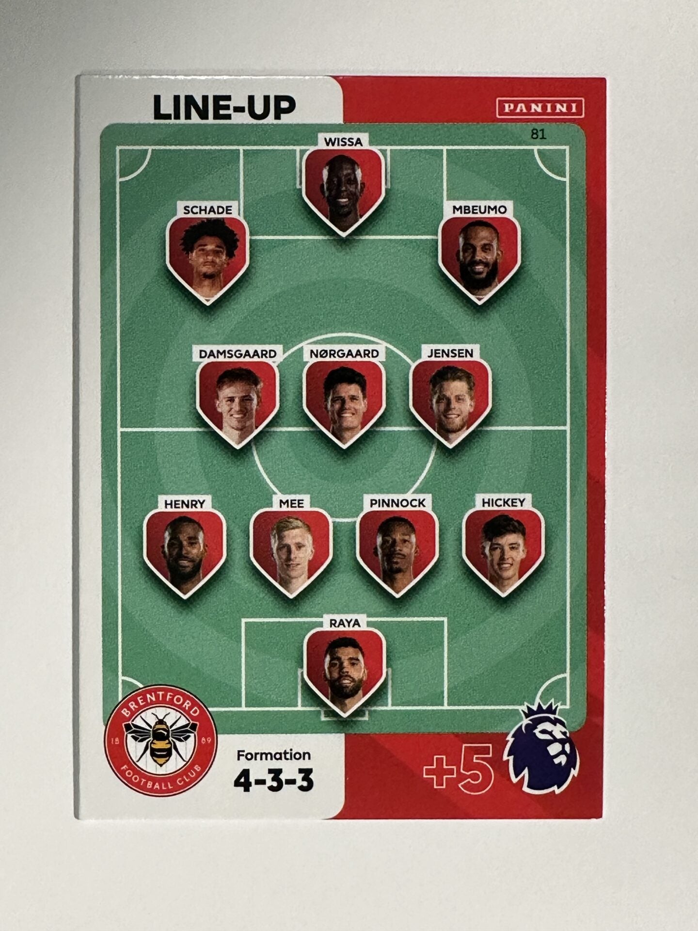 081 Line-Up Brentford Base Panini Premier League Adrenalyn XL 2024 Car ...