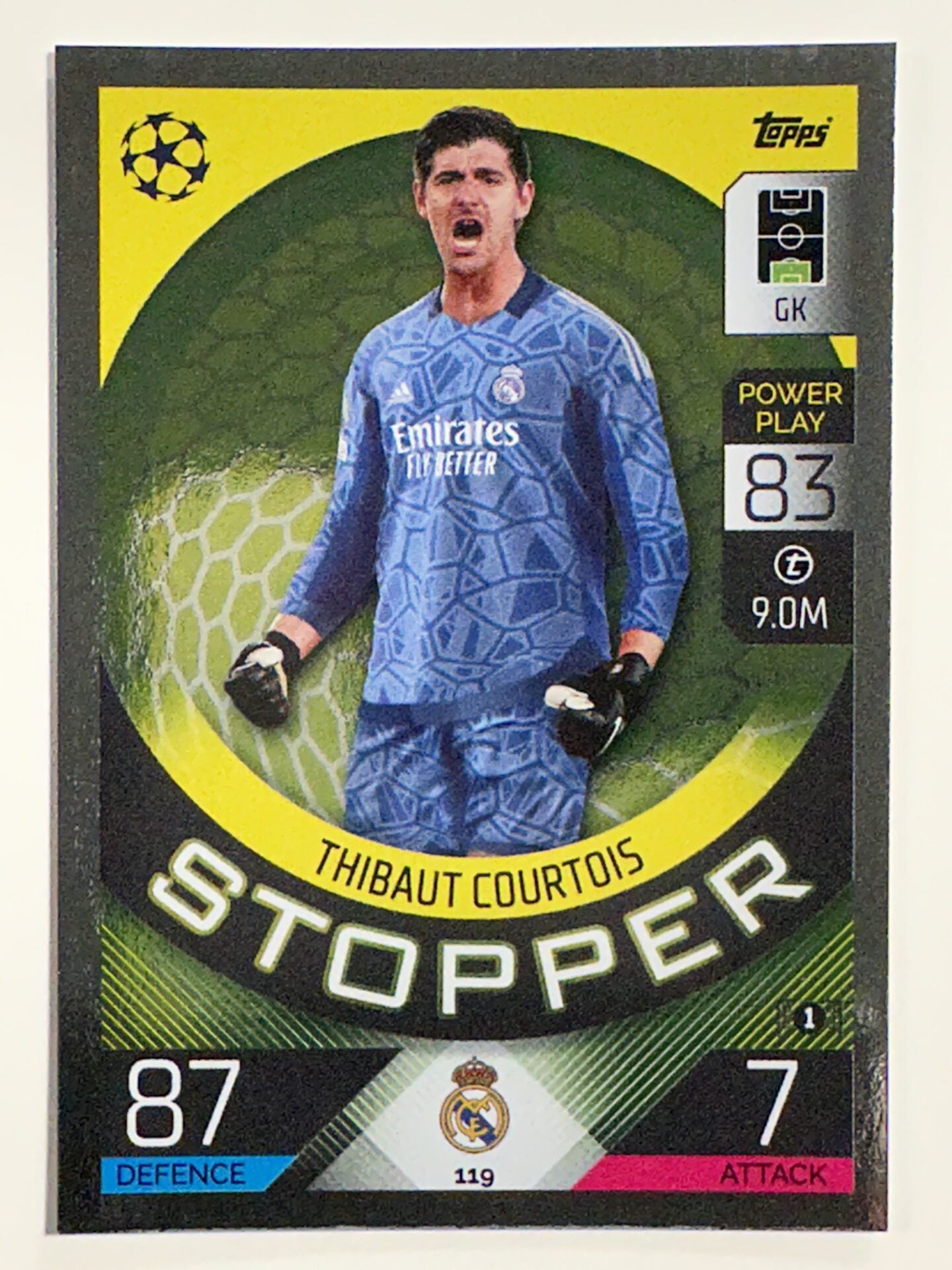 119. Thibault Courtois (Real Madrid CF) – Stopper – Topps Match Attax 2022:2023 card