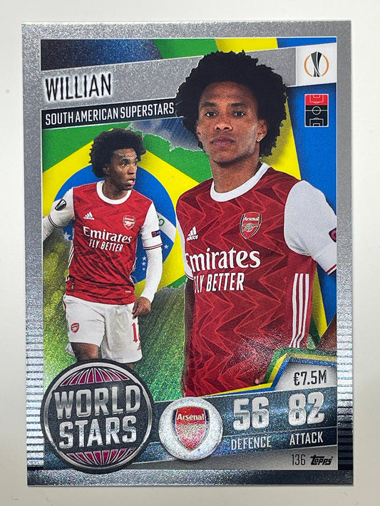 136. Willian (Arsenal) Football Card – Match Attax 101 2021 Card