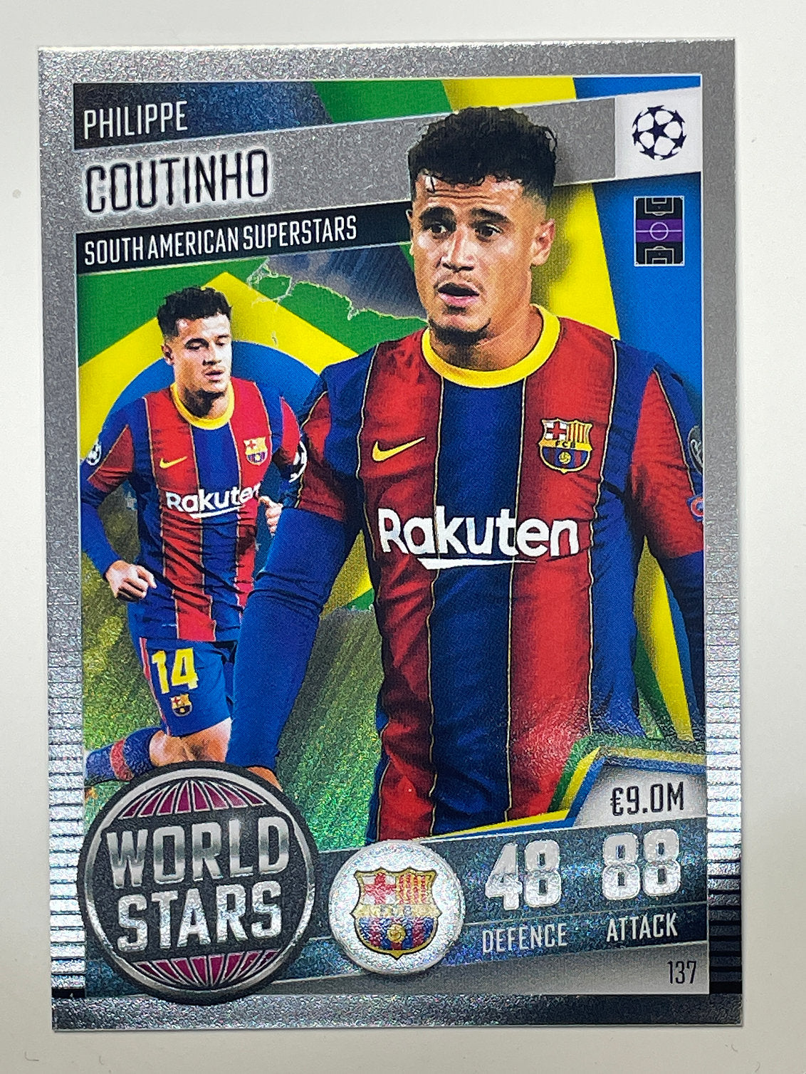 137. Philippe Coutinho (FC Barcelona) Football Card – Match Attax 101 2021 Card