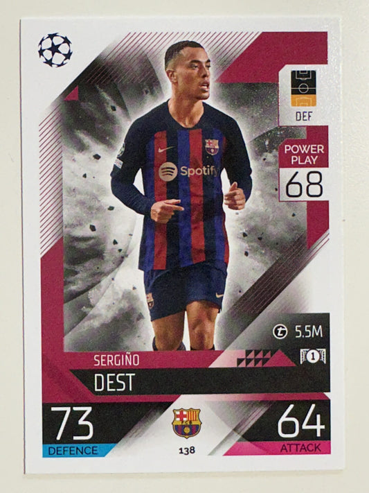 138. Sergiño Dest (FC Barcelona) – Topps Match Attax 2022:2023 card