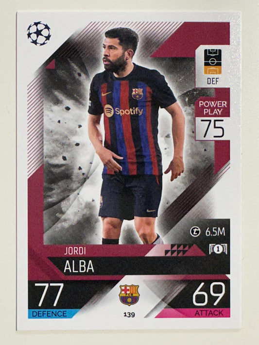 139. Jordi Alba (FC Barcelona) – Topps Match Attax 2022:2023 card