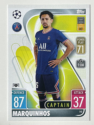 140.-Marquinhos-Captain-Paris-Saint-Germain-Match-Attax-2021-22-Topps-Football-Card