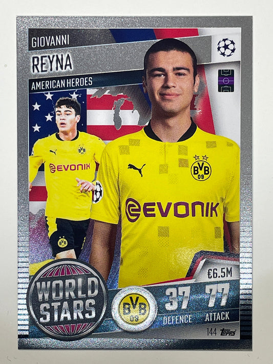 144. Giovanni Reyna (Borussia Dortmund) Football Card – Match Attax 101 2021 Card