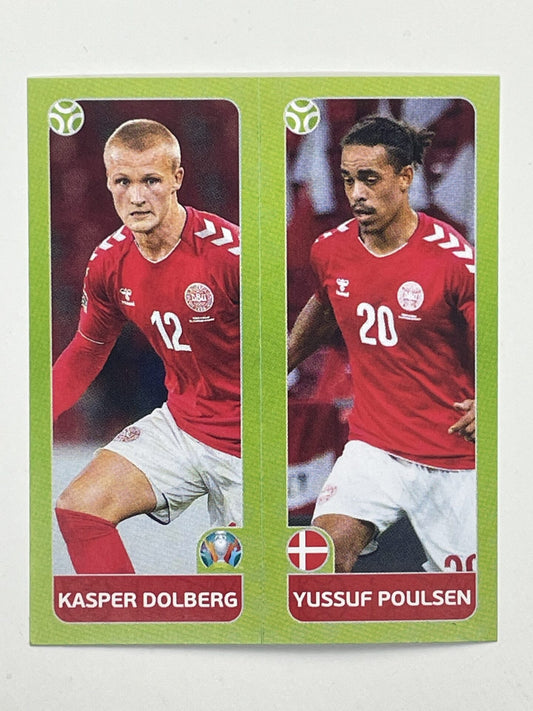 155a:b. Kasper Dolberg & Yussuf Poulsen (Denmark) – Euro 2020 Stickers