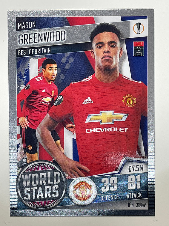 164. Mason Greenwood (Manchester United) Football Card – Match Attax 101 2021 Card