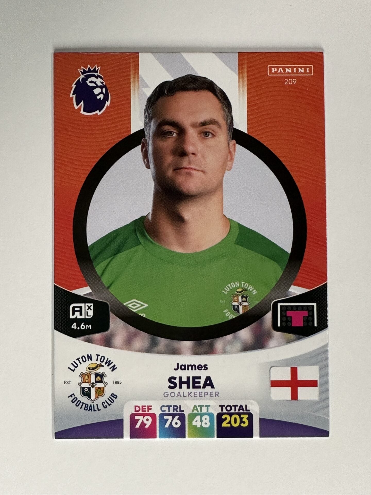 209 James Shea Luton Town Base Panini Premier League Adrenalyn XL 2024 ...