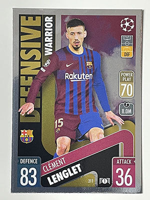 211.-Clement-Lenglet-Defensive-Warrior-FC-Barcelona-Match-Attax-2021-22-Topps-Football-Card