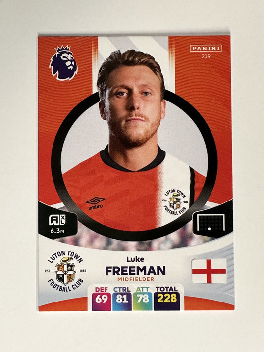 219 Luke Freeman Luton Town Base Panini Premier League Adrenalyn XL 2024 Card