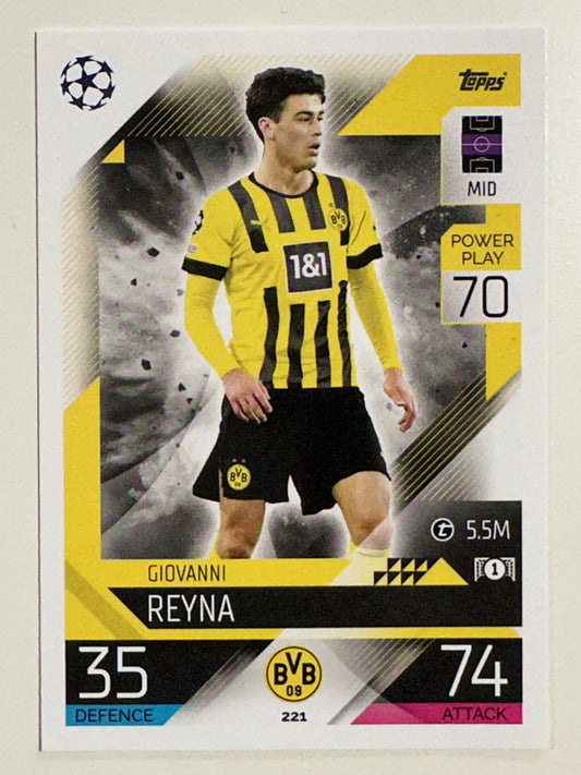 221. Giovanni Reyna (Borussia Dortmund) – Topps Match Attax 2022:2023 card