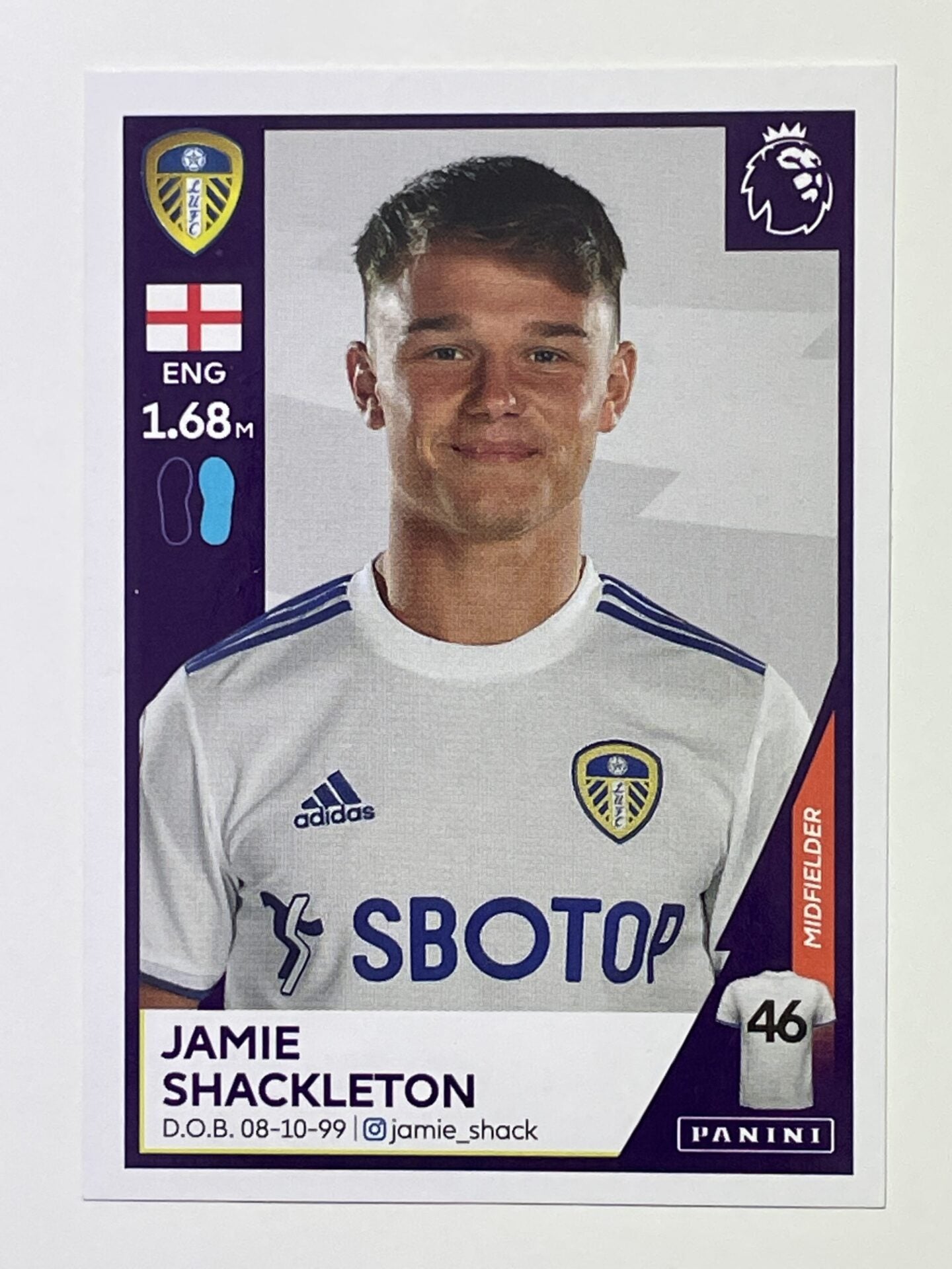 275 Jamie Shackleton (Leeds United) Premier League 2021 Stickers ...