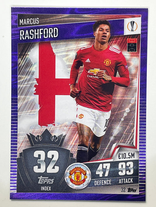 32. Marcus rashford (Manchester United) Football Card – Parallel Match Attax 101 2021 Card