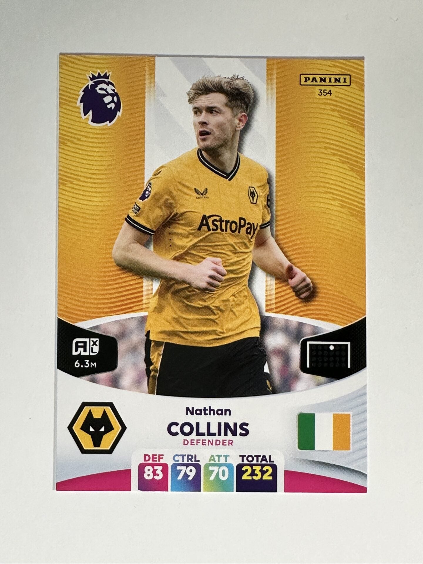 Panini Wolves 354 Nathan Collins Wolves Base Panini Premier League Adrenalyn XL 2024 ...