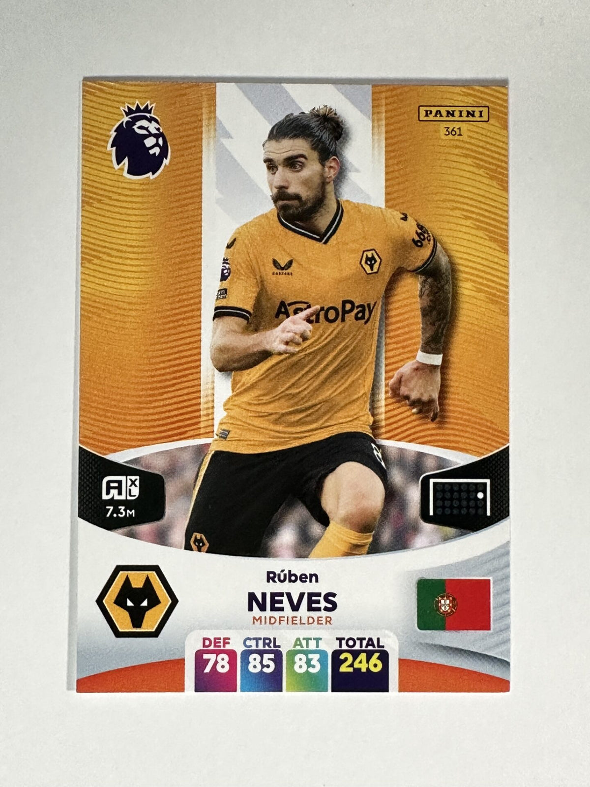 Panini Wolves 361 Ruben Neves Wolves Base Panini Premier League Adrenalyn XL 2024 Ca ...