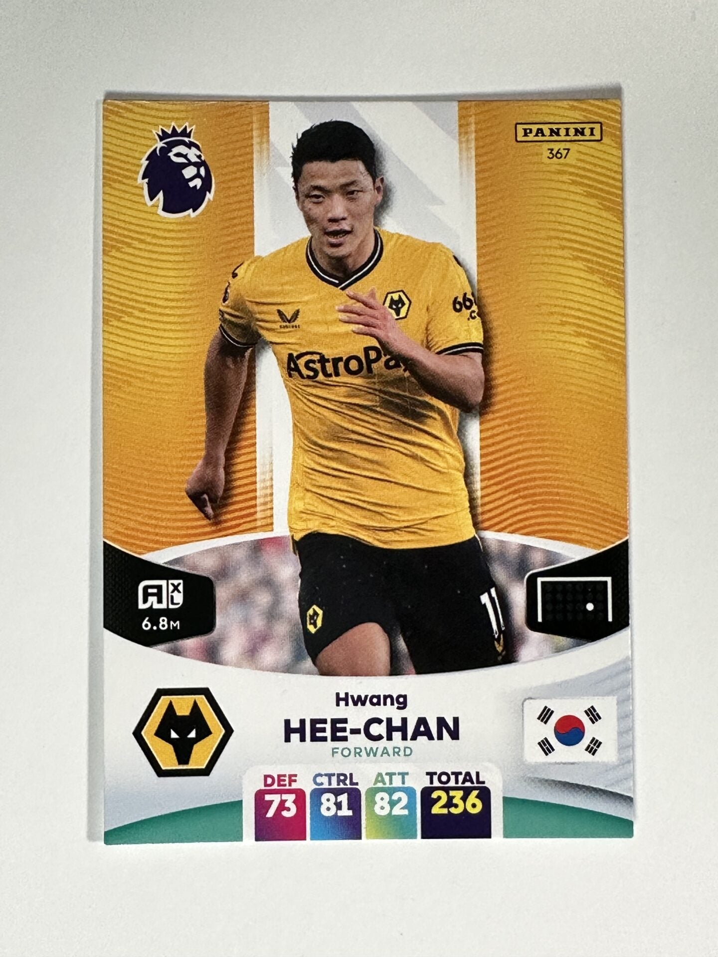 Panini Wolves 367 Hwang Hee-chan Wolves Base Panini Premier League Adrenalyn XL 2024 ...