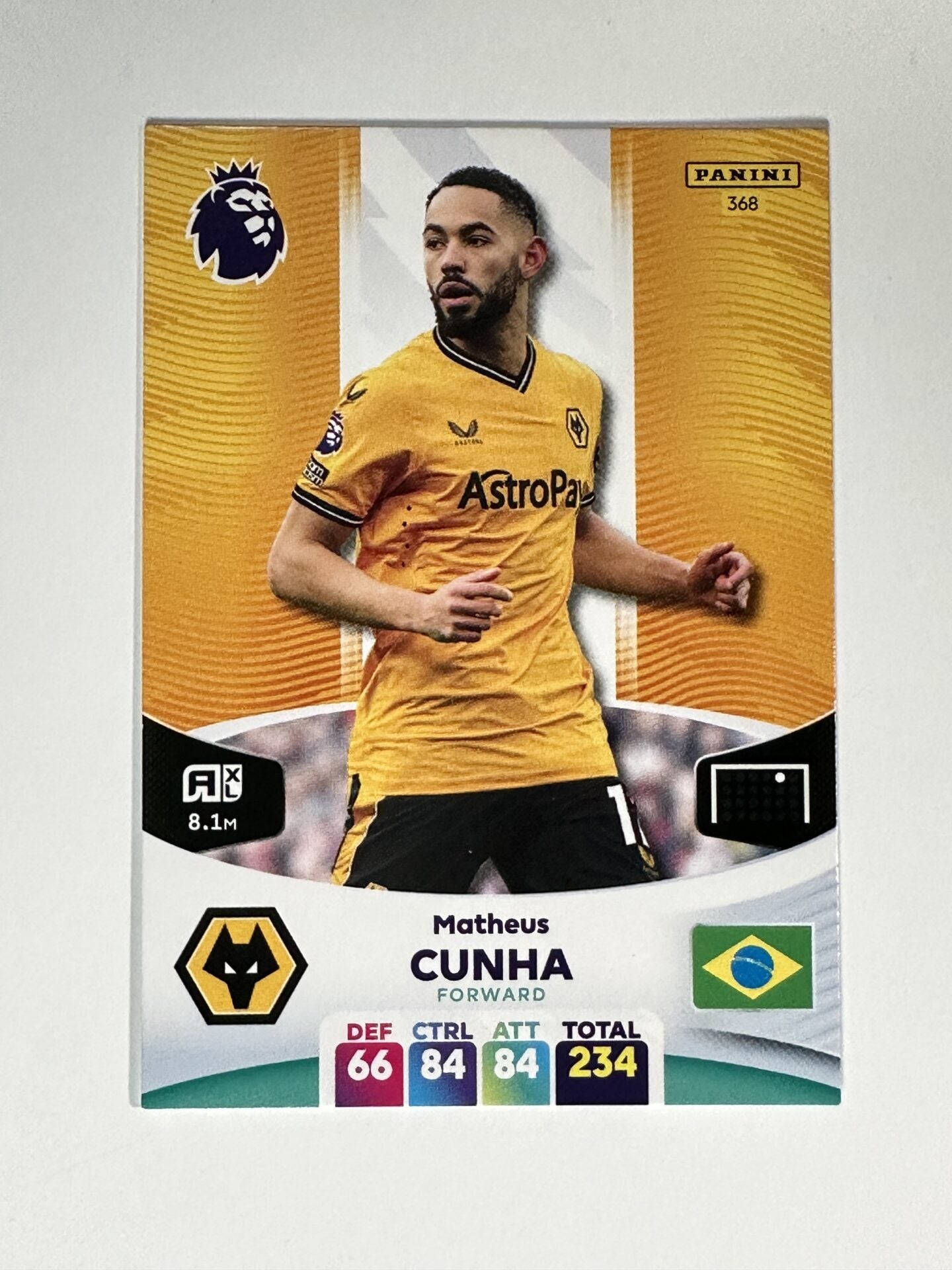 Panini Wolves 368 Matheus Cunha Wolves Base Panini Premier League Adrenalyn XL 2024 ...