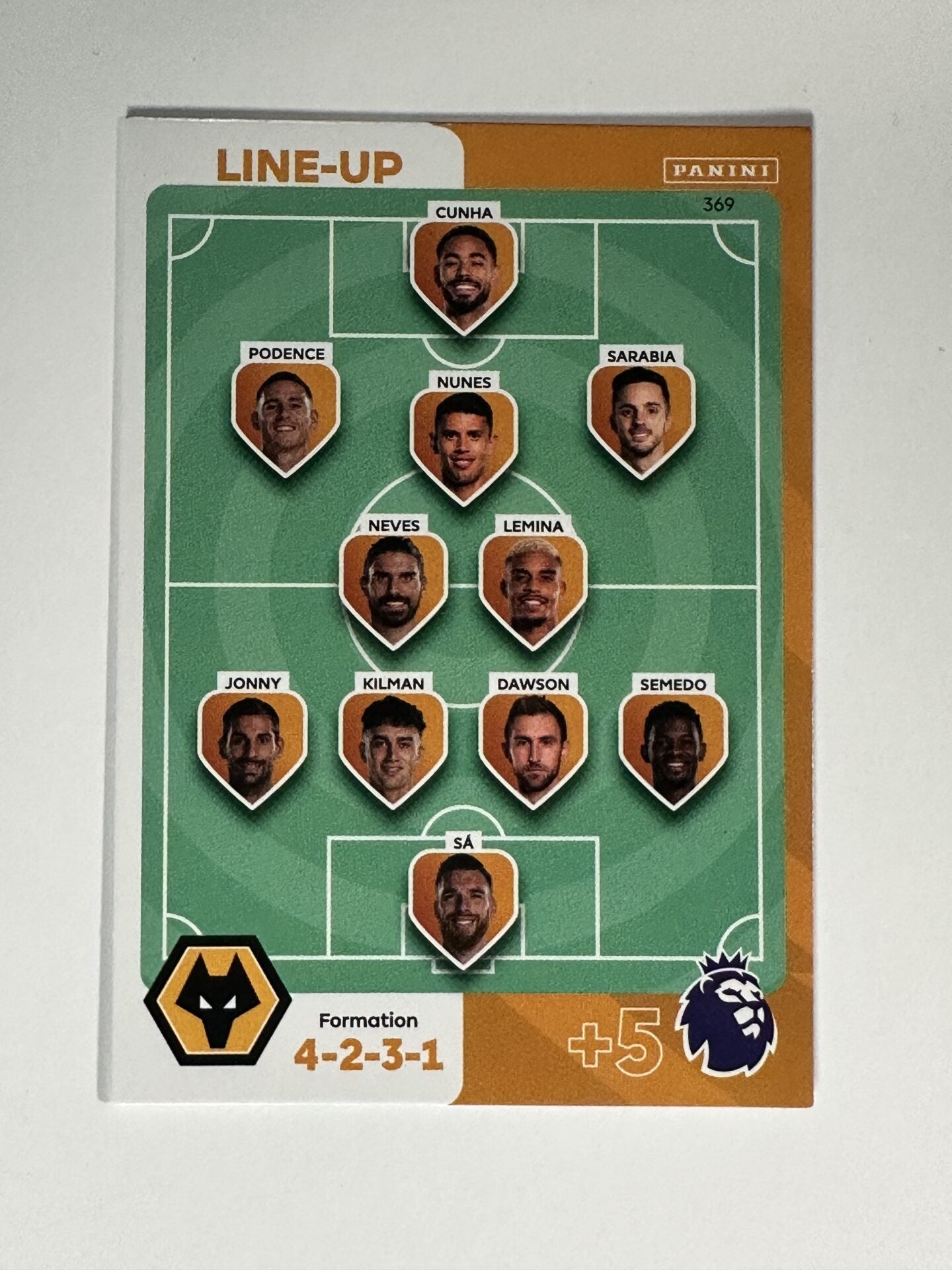 Panini Wolves 369 Line-Up Wolves Base Panini Premier League Adrenalyn XL 2024 Card ...