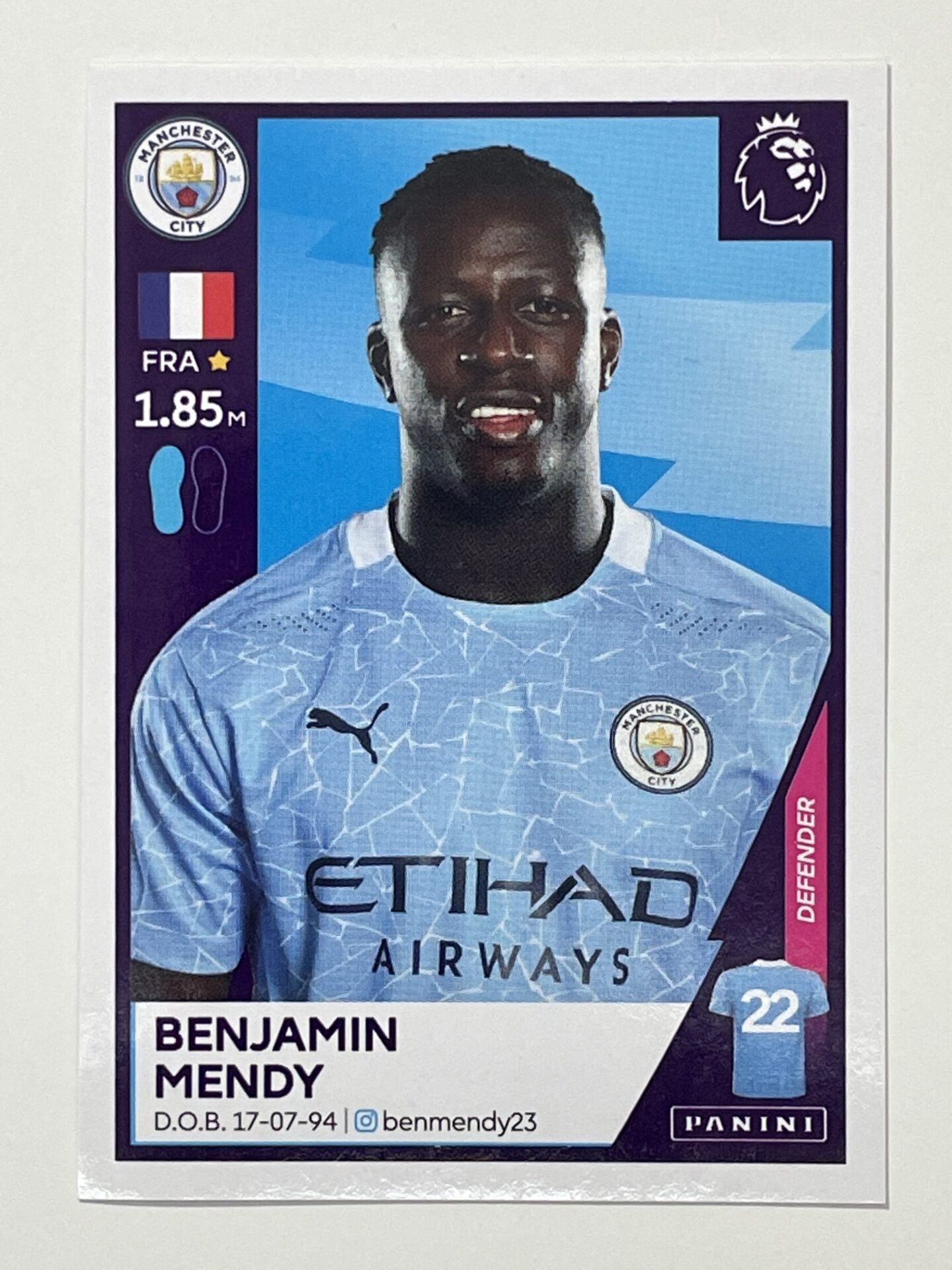 390 Benjamin Mendy Sticker Manchester City Premier League 2021 Football Sticker