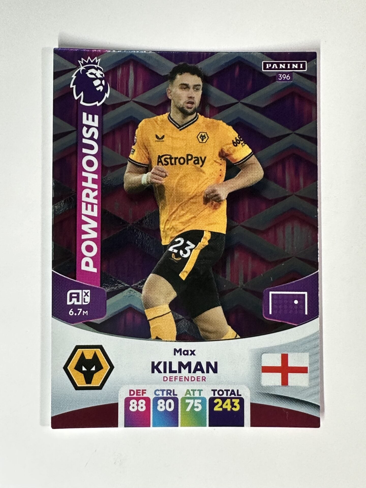 Panini Wolves 396 Max Kilman Wolves Powerhouse Panini Premier League Adrenalyn XL 20 ...