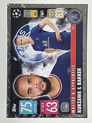 423.-Layvin-Kurzawa-Mitchel-Bakker-Master-Apprentice-Match-Attax-2021-22-Topps-Football-Card