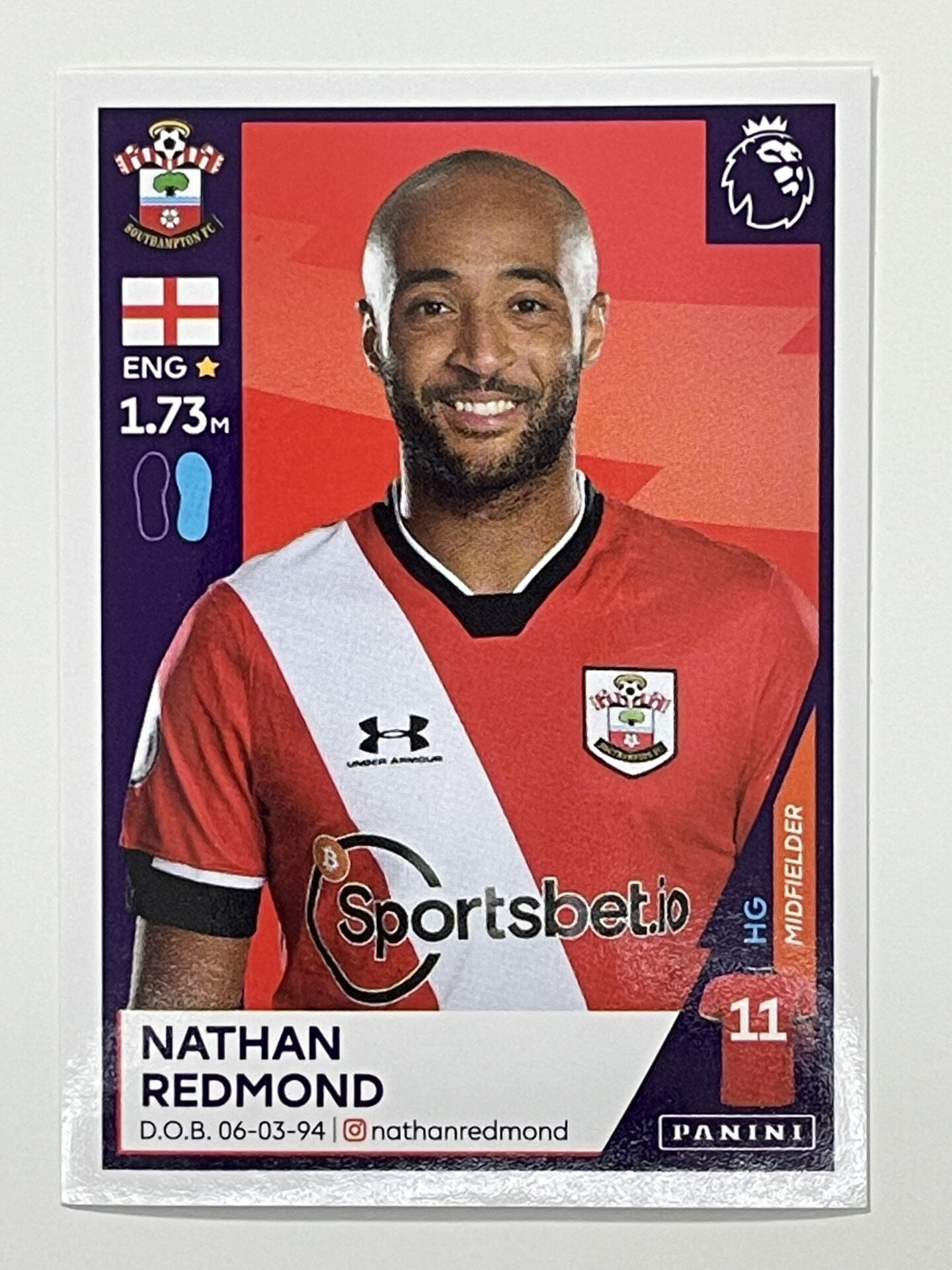 511 Nathan Redmond Sticker Southampton Premier League 2021 Football Sticker