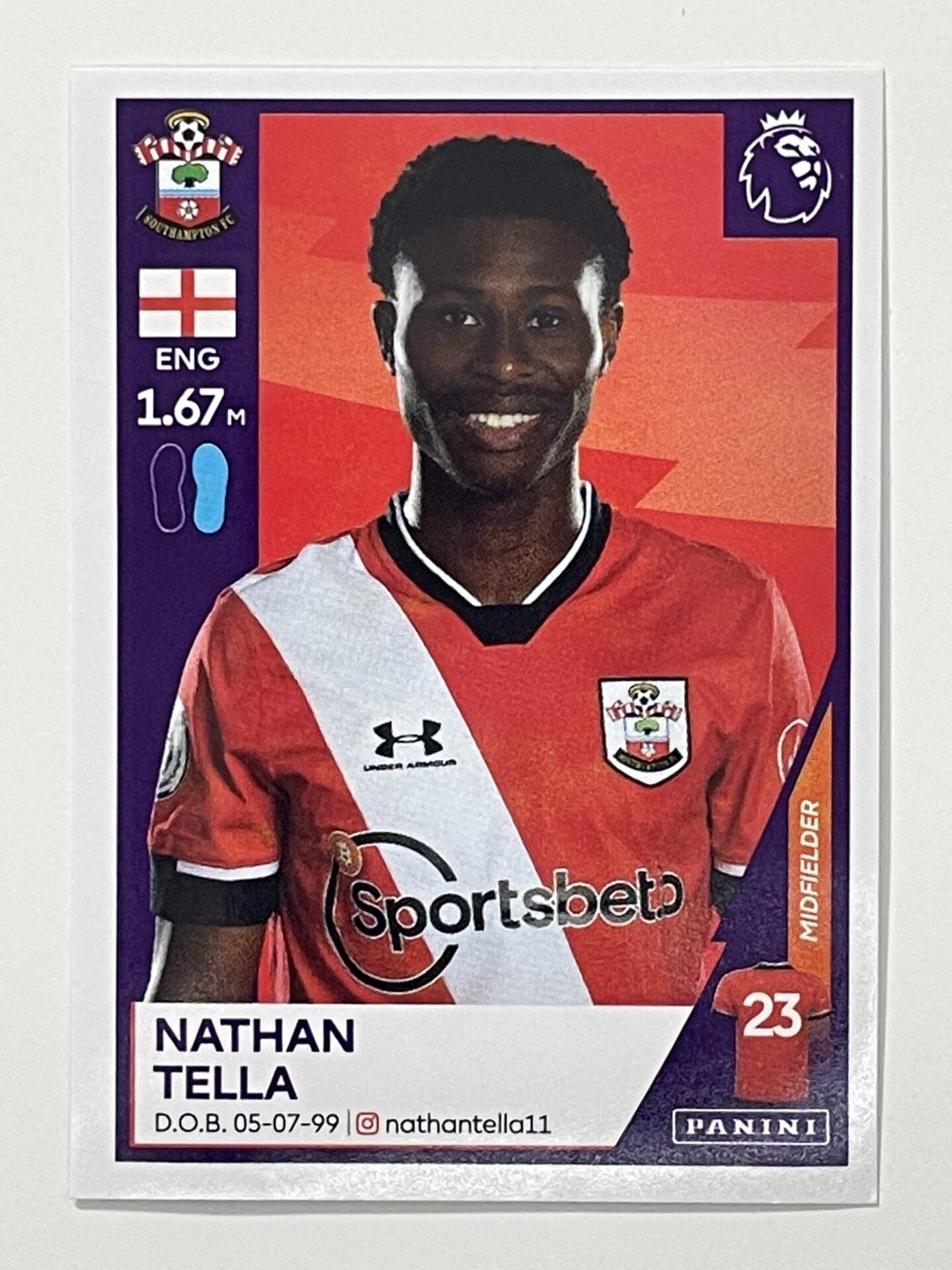515 Nathan Tella Sticker Southampton Premier League 2021 Football Sticker