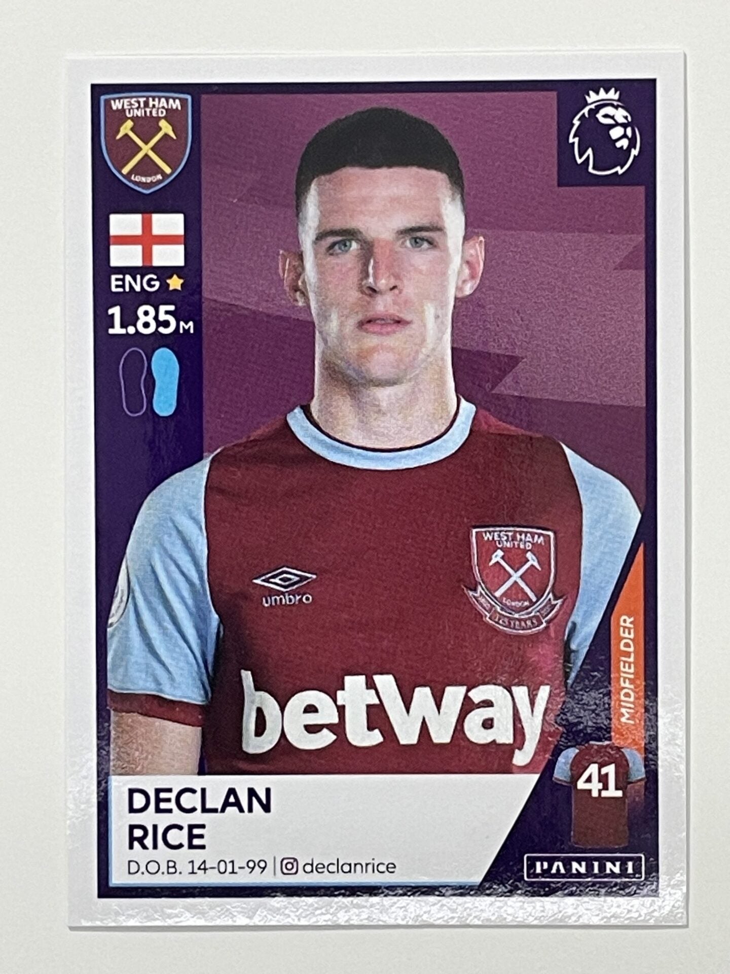603 Declan Rice (West Ham) Premier League 2021 Stickers – Solve ...