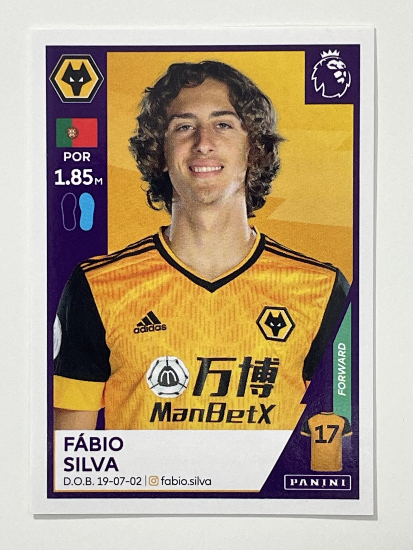 Fabio Sticker 636 Fabio Silva (Wolves) Premier League 2021 Stickers – Solve Collectibles
