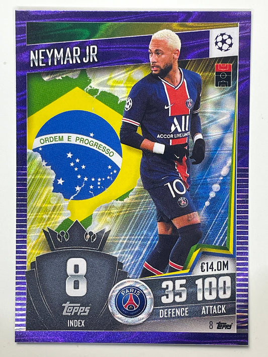 8. Neymar Jr (Paris Saint-Germain) Football Card – Purple Parallel Match Attax 101 2021 Card