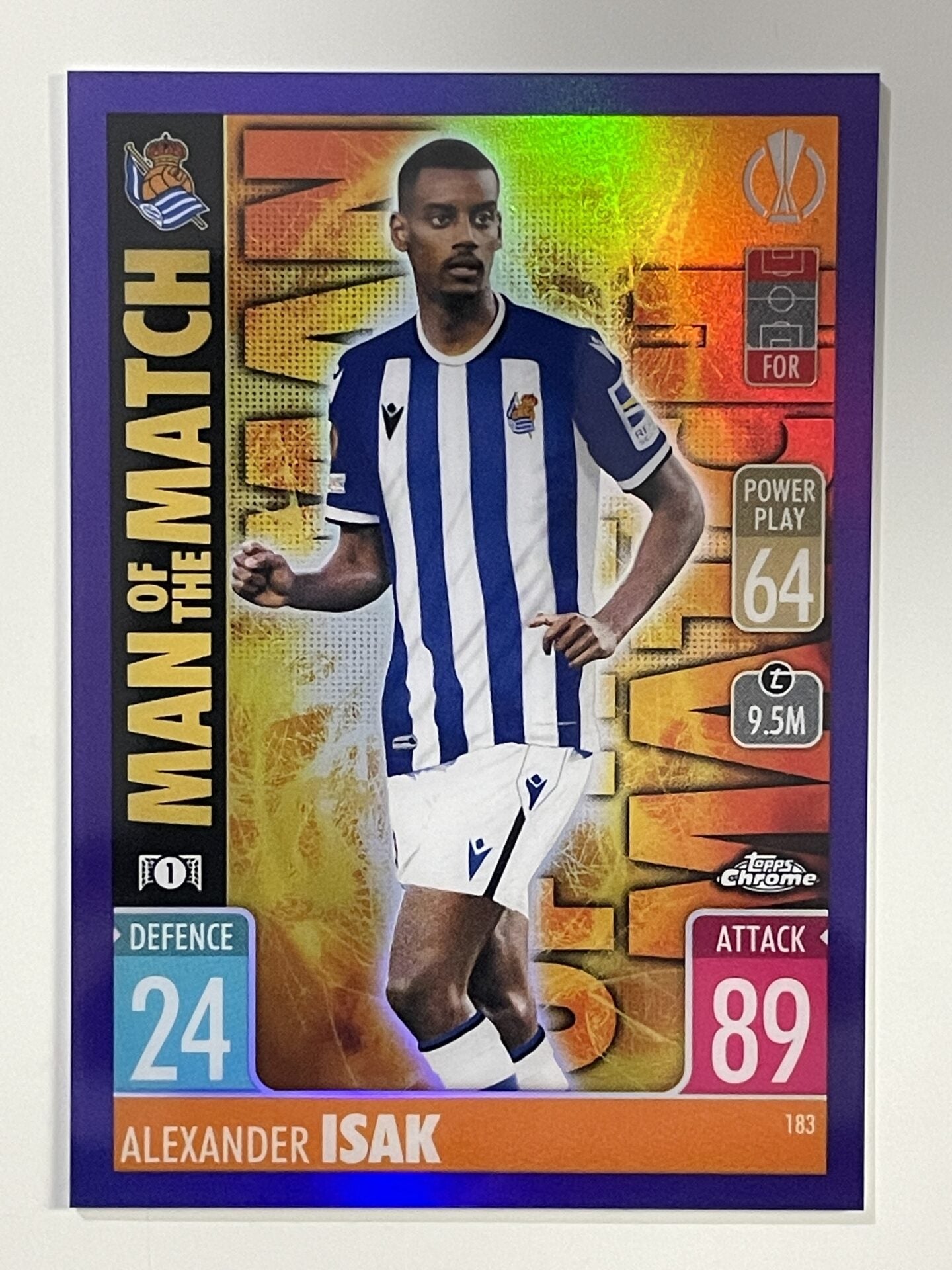 Alexander Isak Purple Parallel Topps Match Attax Chrome 2021 2022