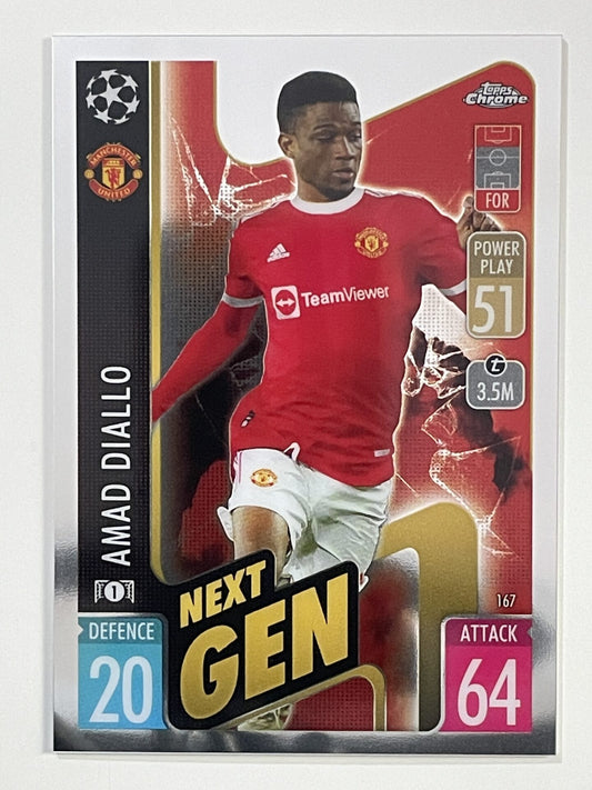 Amad Diallo Next Gen Manchester United Topps Match Attax Chrome 2021 2022 Football Card