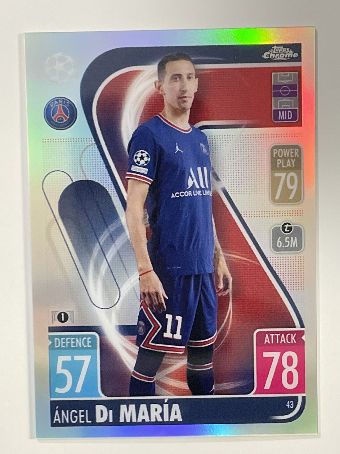 Angel Di Maria Refractor Topps Match Attax Chrome 2021 2022