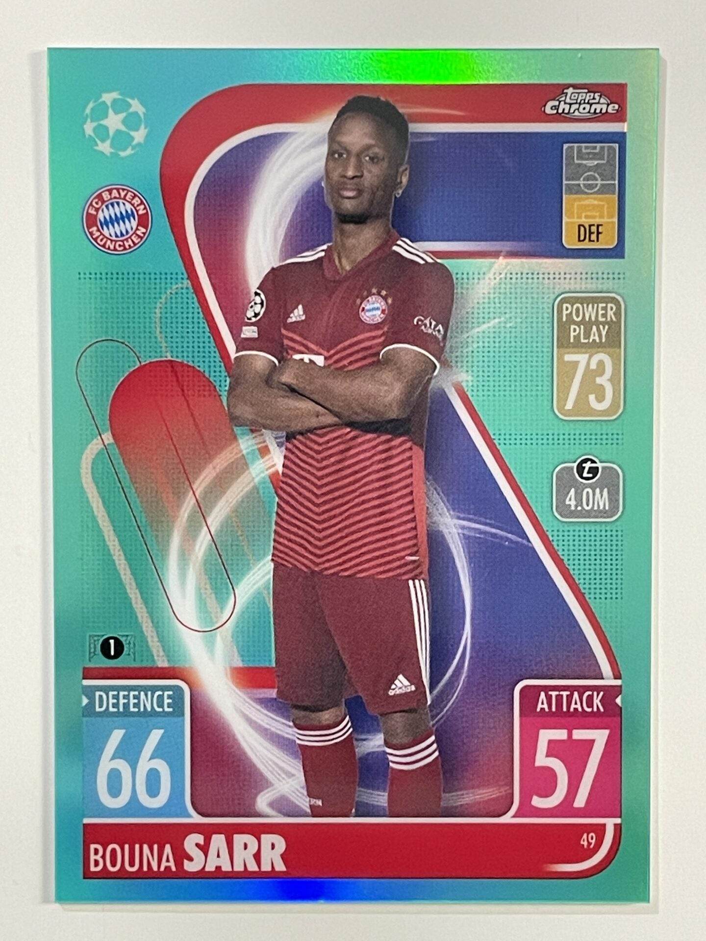 Bouna Sarr Aqua Parallel Topps Match Attax Chrome 2021 2022