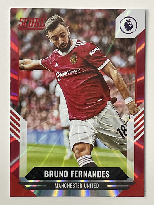 Bruno Fernandes Manchester United Base Red Laser Parallel Panini Premier League Score 2021 2022