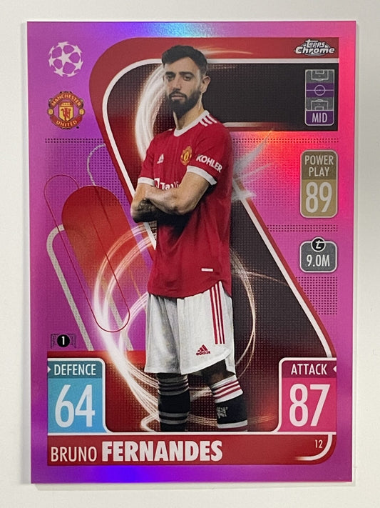 Bruno Fernandes Pink Parallel Topps Match Attax Chrome 2021 2022