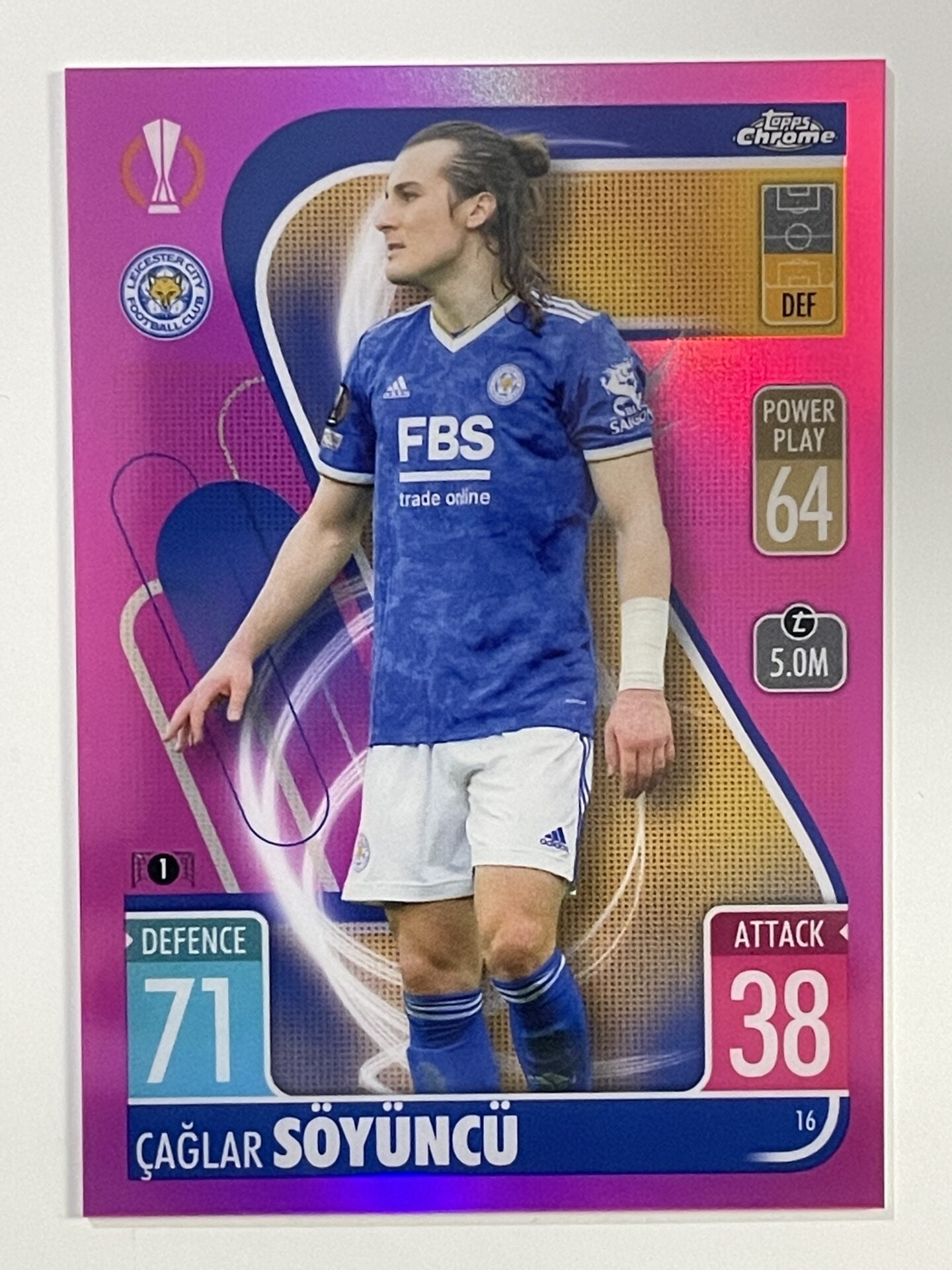 Caglar Soyuncu Pink Parallel Topps Match Attax Chrome 2021 2022