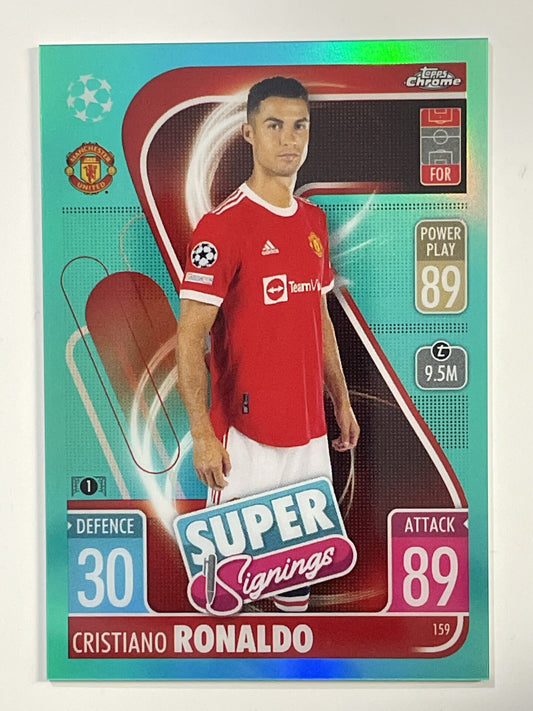 Cristiano Ronaldo Aqua Parallel Topps Match Attax Chrome 2021 2022