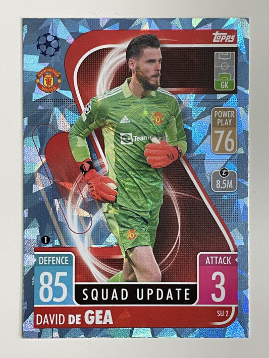David De Gea Manchester United Base Crystal Foil Parallel Topps Match Attax Extra 2021:22 Champions League Card