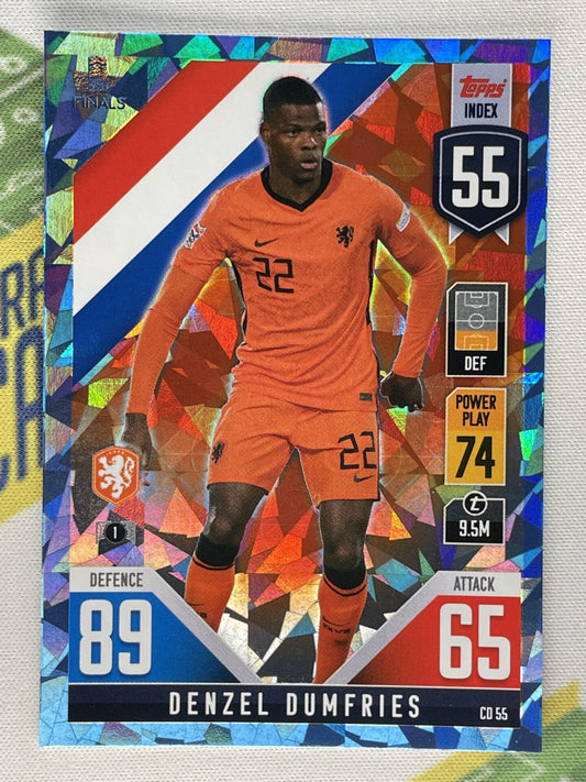 Denzel Dumfries Netherlands Crystal Foil Parallel Topps Match Attax 101 Road to Nations League 2022 Card