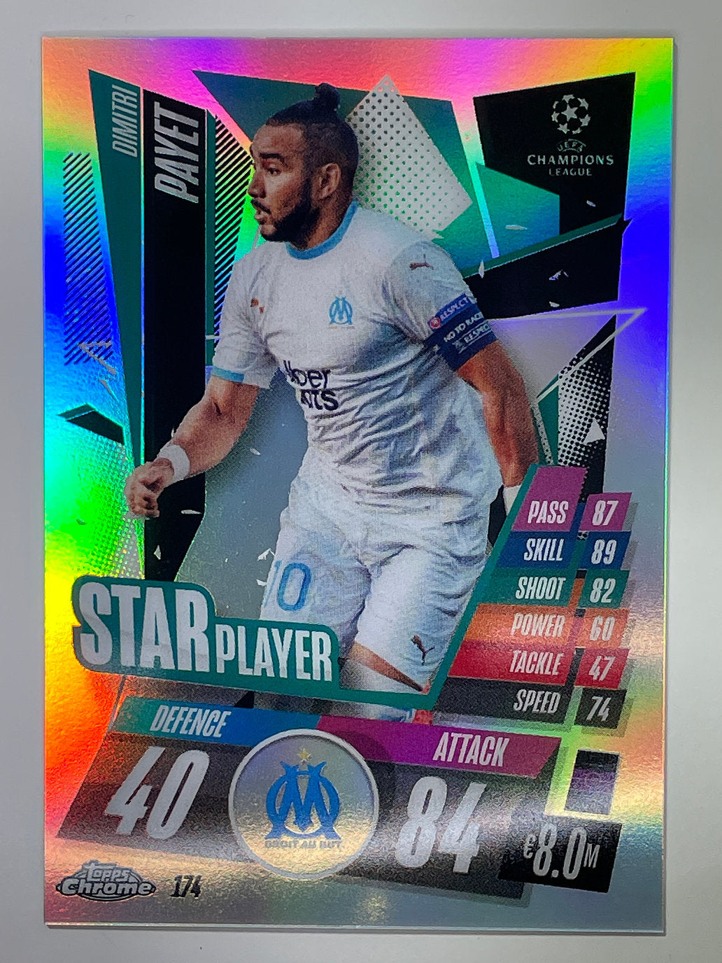 Dimitri Payet Refractor Topps Chrome Match Attax card Football