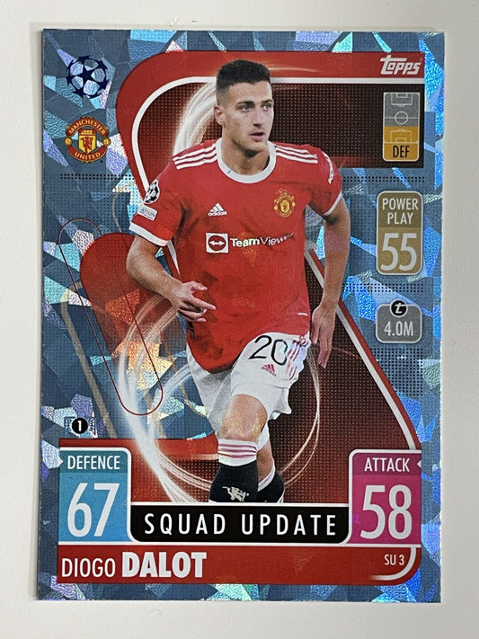 Diogo Dalot Manchester United Base Crystal Foil Parallel Topps Match Attax Extra 2021:22 Champions League Card
